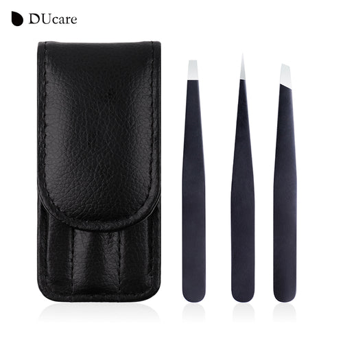 DUcare 3 PCS Eyebrow Tweezers Stainless Steel - Ducare