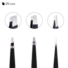 DUcare 3 PCS Eyebrow Tweezers and 1 PCS Foldable Eyelash Comb Point Tip/Slant - Ducare