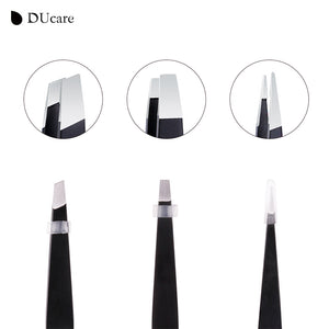 DUcare 3 PCS Eyebrow Tweezers and 1 PCS Foldable Eyelash Comb Point Tip/Slant - Ducare