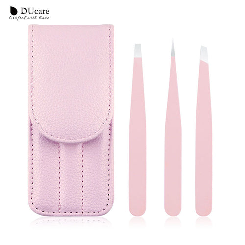 DUcare 3 PCS Eyebrow Tweezers Set Stainless Steel - Ducare