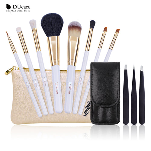 8 PCS Brushes for Makeup and 3 PCS Eyebrow Tweezers - Ducare